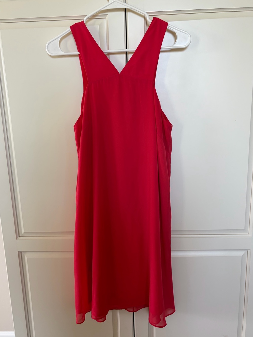BCBG Generation Sleeveless V-Neck Red-Orange/Coral Shift Dress- Women’s Medium